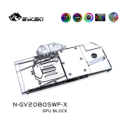 Bloc de refroidissement par eau GPU Bykski N-GV2080SWF-X pour Gigabyte RTX2080 Super Windforce OC 8G / RTX2070 Super Gaming OC 8G