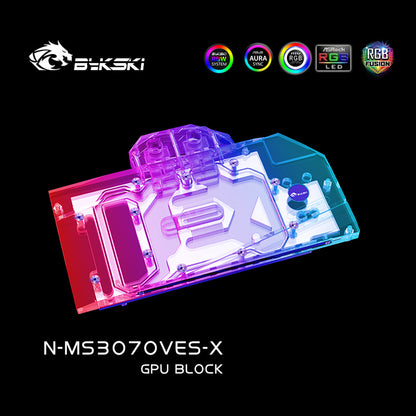 Bykski 3070 GPU bloc de refroidissement par eau pour MSI GeForce RTX 3070 VENTU, système de refroidissement liquide de carte graphique, N-MS3070VES-X 