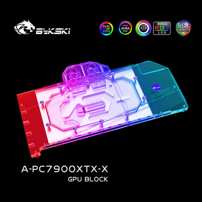 Bykski GPU Water Block For Powercolor RX 7900 XTX / XT Hellhound / Yeston RX 7900 XTX, Full Cover With Backplate PC Water Cooling Cooler, A-PC7900XTX-X