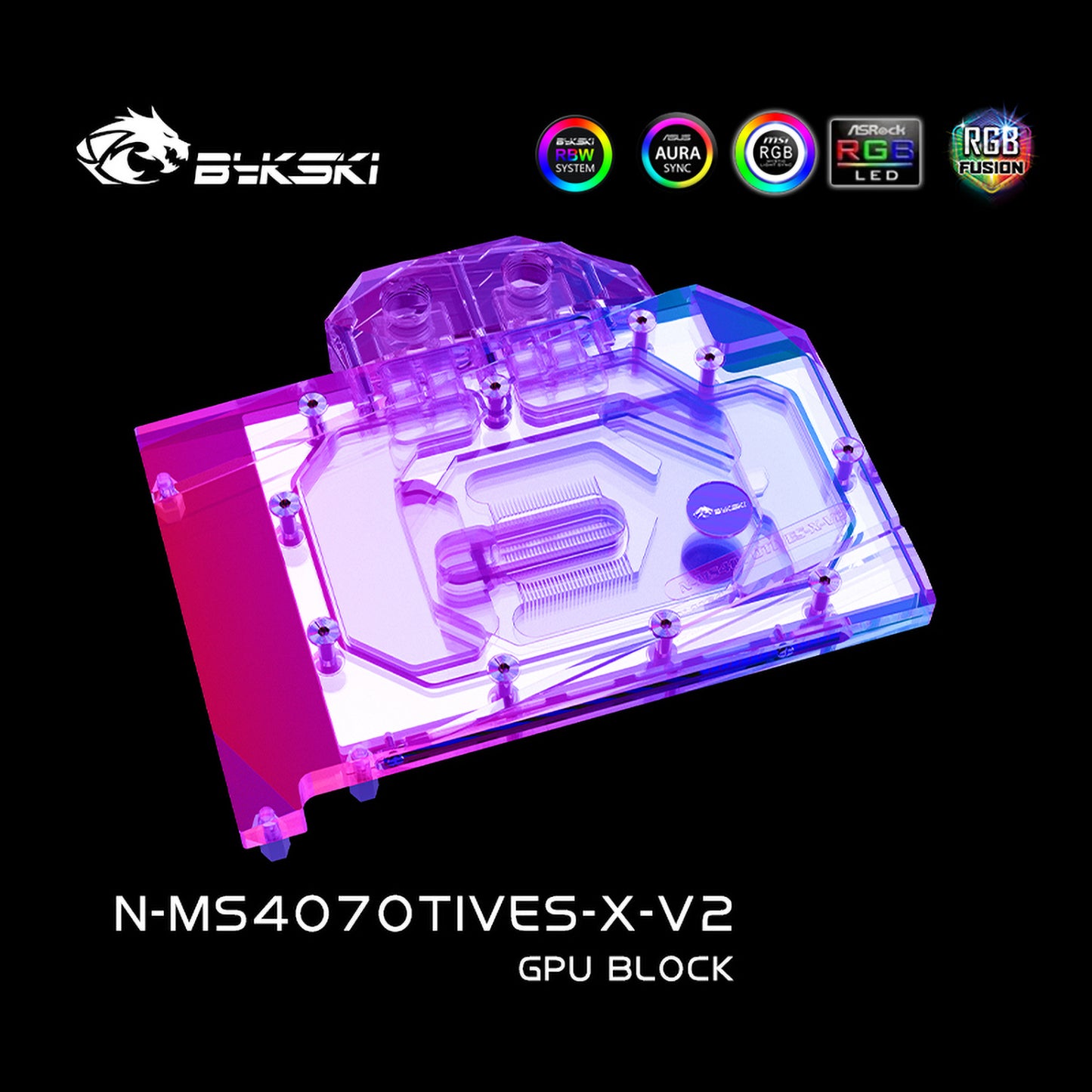 Bykski GPU Water Block For MSI RTX 4070 Ti Ventus 3X / 4070 Ventus 3X 2X/ 4070 Gaming X Trio, Full Cover With Backplate PC Water Cooling Cooler, N-MS4070TIVES-X-V2