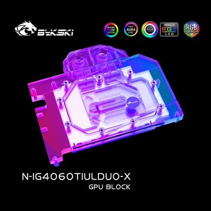 Bykski GPU Water Block For Colorful RTX 4060 Ti Ultra W DUO / Mini , Full Cover With Backplate PC Water Cooling Cooler, N-IG4060TIULDUO-X