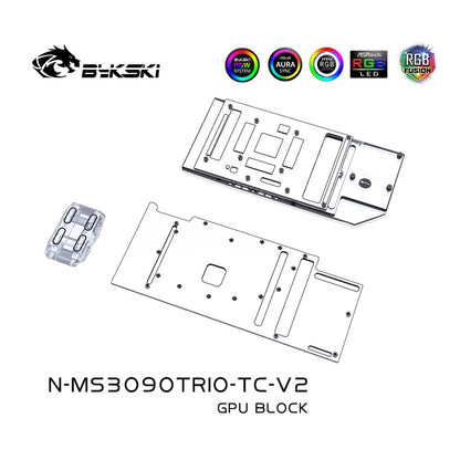 Bloc GPU Bykski avec refroidisseur de fond de panier actif pour voie navigable pour MSI RTX 3090 3080 Gaming X Trio/Suprim X, N-MS3090TRIO-TC