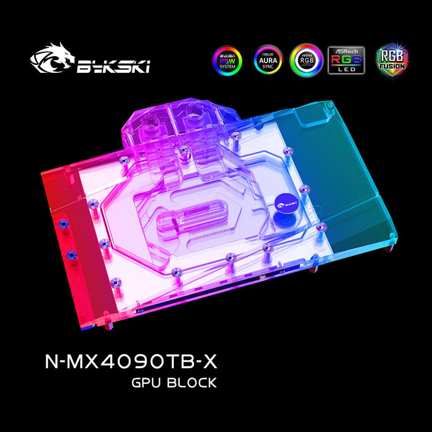 Bykski GPU Water Block For Maxsun RTX 4090 Turbo 24G, Full Cover With Backplate PC Water Cooling Cooler, N-MX4090TB-X