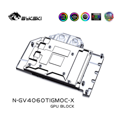 Bykski GPU Water Block For Gigabyte RTX 4060 Ti Gaming OC 16G / 8G, Full Cover With Backplate PC Water Cooling Cooler, N-GV4060TIGMOC-X