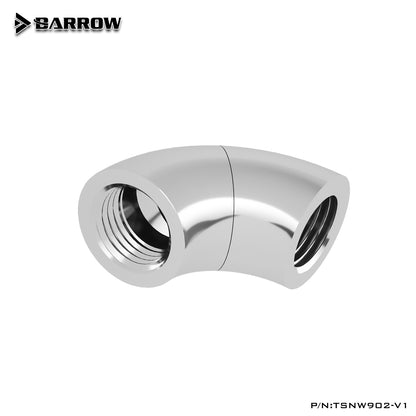 Barrow G1/4 "noir argent 90 degrés double femelle 360 ​​degrés connecteur de refroidissement par eau rotatif TSNW902-V1