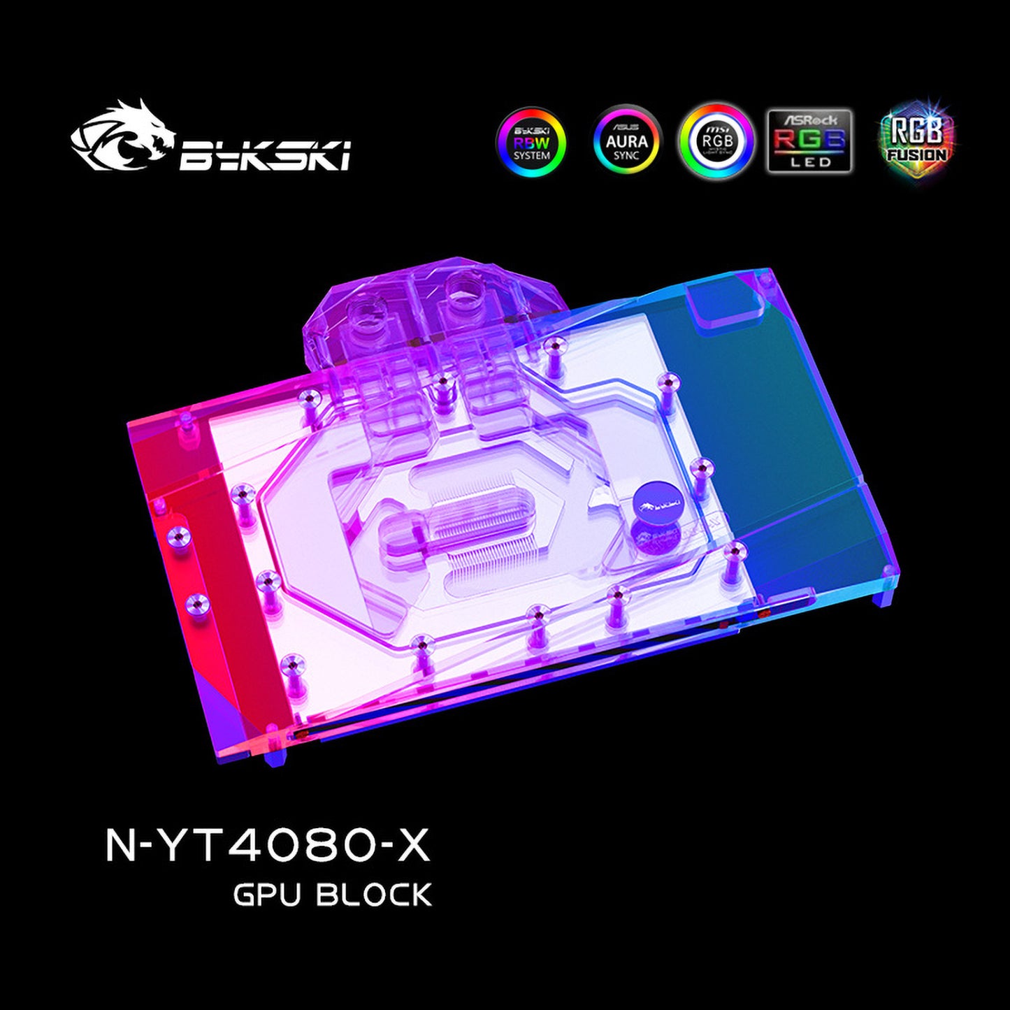 Bykski GPU Water Block For Yeston RTX 4080 16G D6X Sugar, Full Cover With Backplate PC Water Cooling Cooler, N-YT4080-X