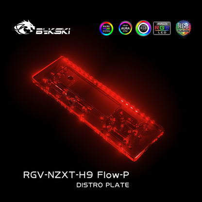 Bykski Distro Plate Kit For NZXT H9 Flow Case, 5V A-RGB Complete Loop For Single GPU PC Building, Water Cooling Waterway Board, RGV-NZXT-H9 Flow-P
