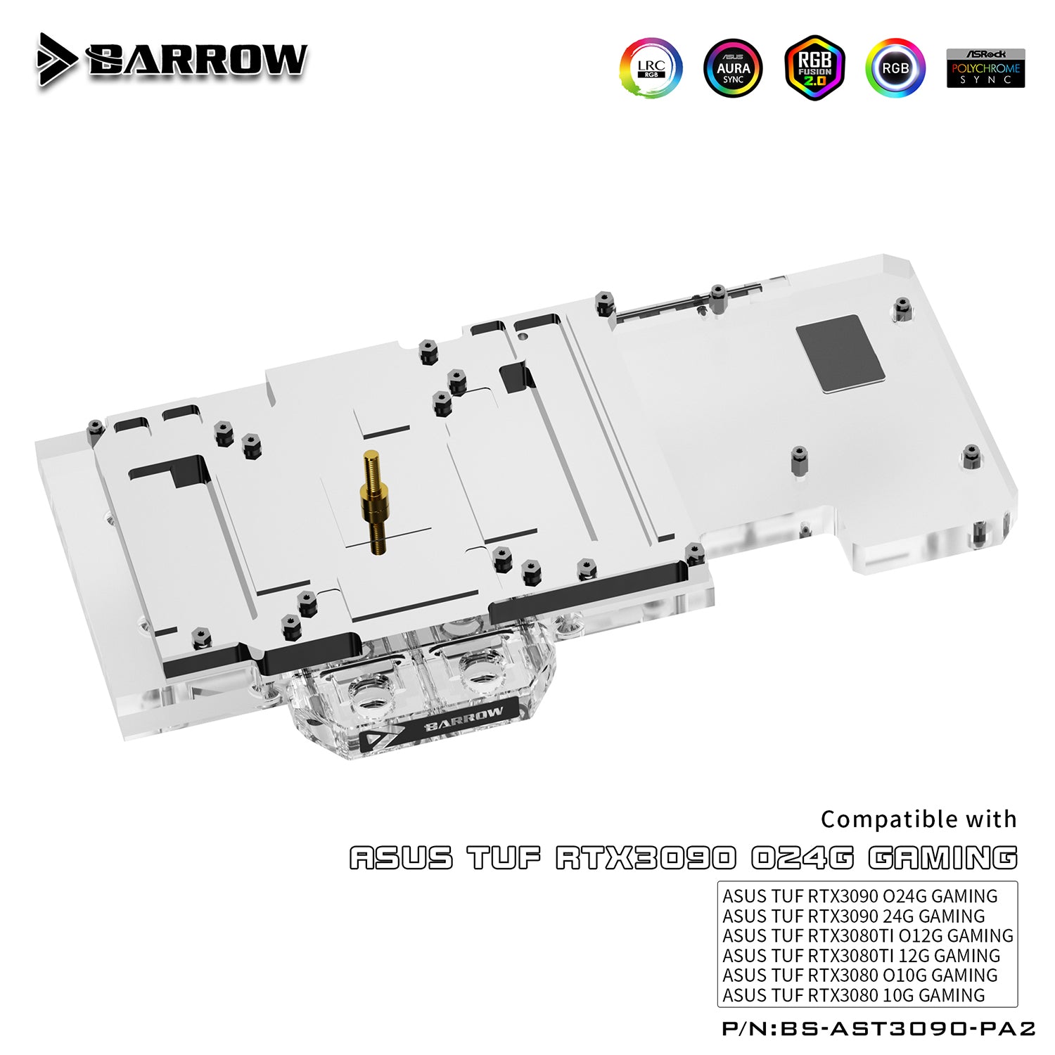 Barrow 3090 3080 Water Block Backplane Block For ASUS TUF 3090 3080 Gaming, All Around Cooler | Water Cooling Block