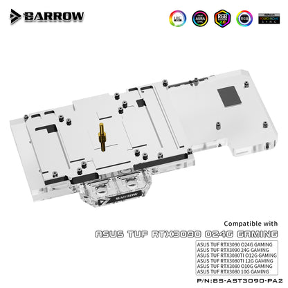 Barrow 3090 3080 Water Block Backplane Block For ASUS TUF 3090 3080 Gaming, All Around Cooler | Water Cooling Block