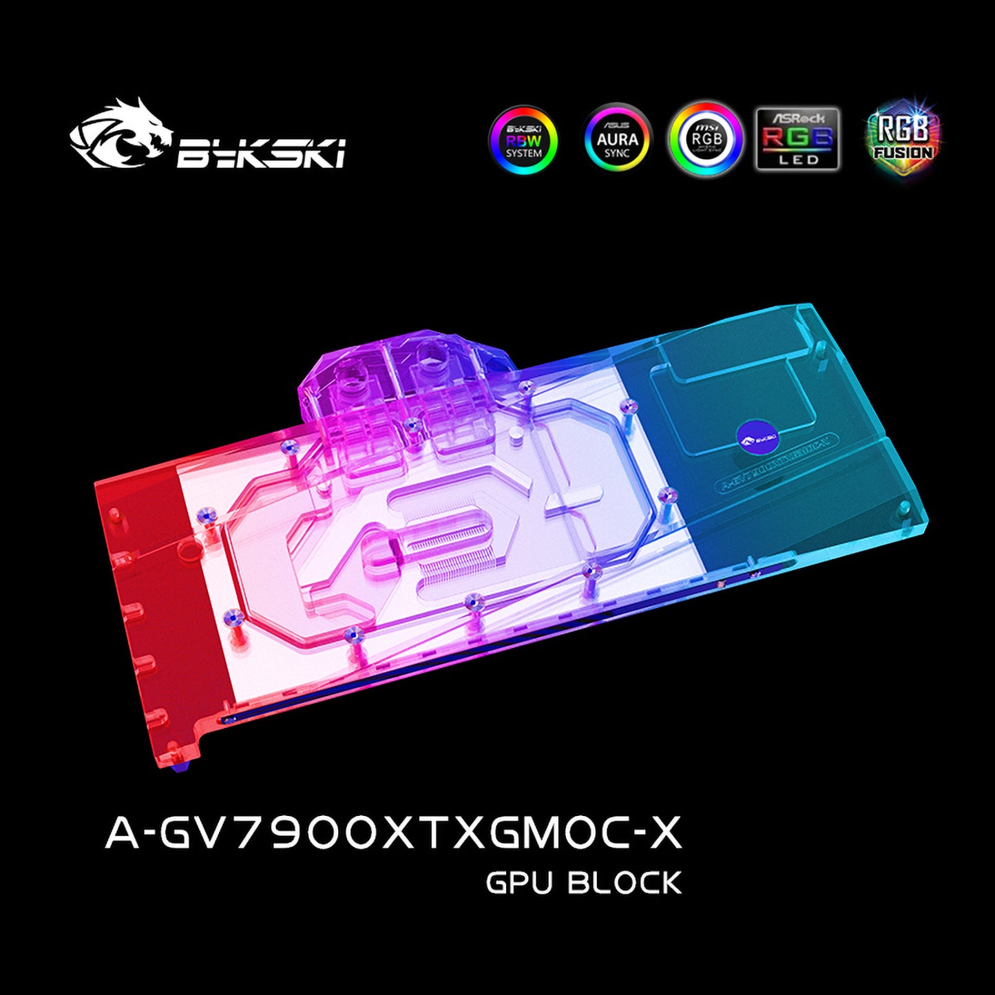 Bykski GPU Water Block For Gigabyte RX 7900 XTX Gaming OC, Full Cover With Backplate PC Water Cooling Cooler, A-GV7900XTXGMOC-X