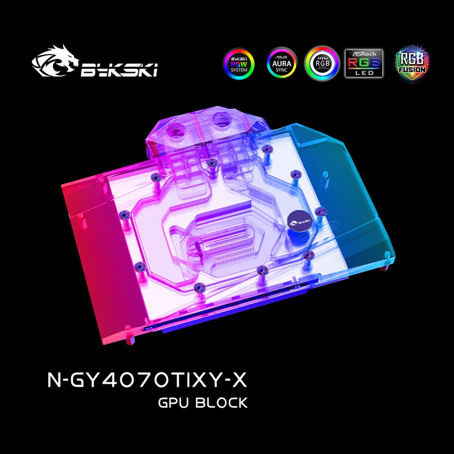 Bykski GPU Water Block For Galax RTX 4070Ti/4070Ti Super/4070 Super Boomstar, Full Cover With Backplate PC Water Cooling Cooler, N-GY4070TIXY-X