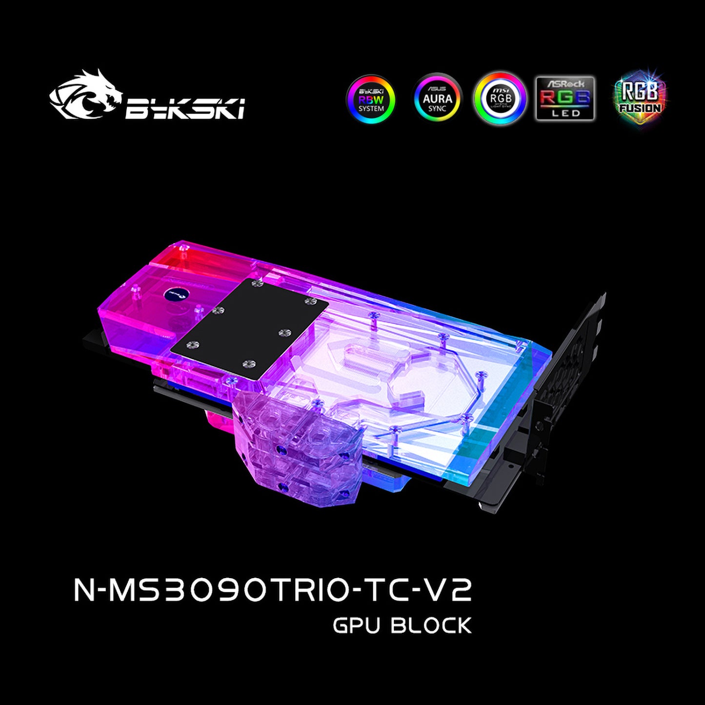 Bloc GPU Bykski avec refroidisseur de fond de panier actif pour voie navigable pour MSI RTX 3090 3080 Gaming X Trio/Suprim X, N-MS3090TRIO-TC
