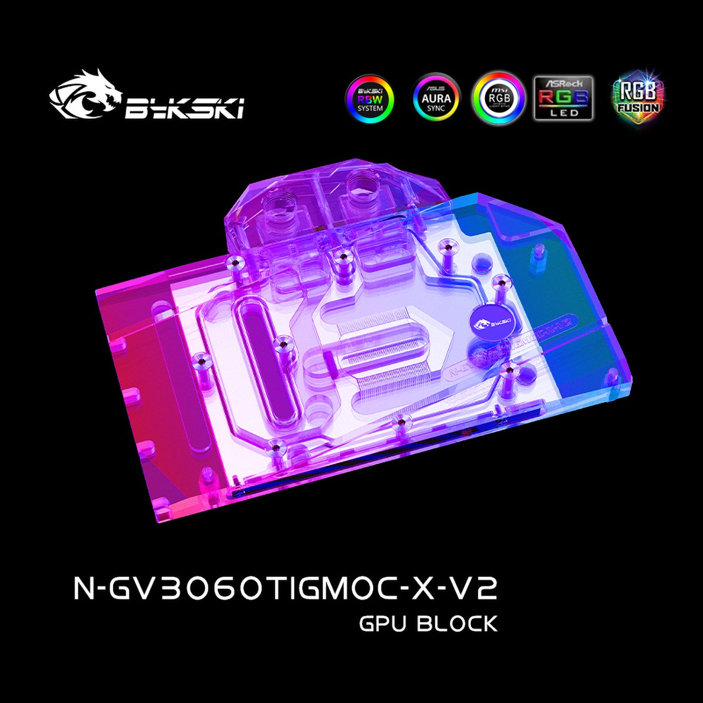 Bykski GPU Water Cooling Block For Gigabyte RTX 3060TI/3060/3050 Gaming / Eagle / Vision, GPU Cooler Liquid Cooling, N-GV3060TIGMOC-X-V2