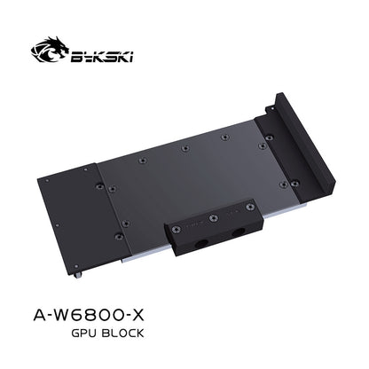Bykski GPU Block For AMD Radeon Pro W6800, High Heat Resistance Material POM + Full Metal Construction, With Backplate Full Cover GPU Water Cooling Cooler Radiator Block, A-W6800-X