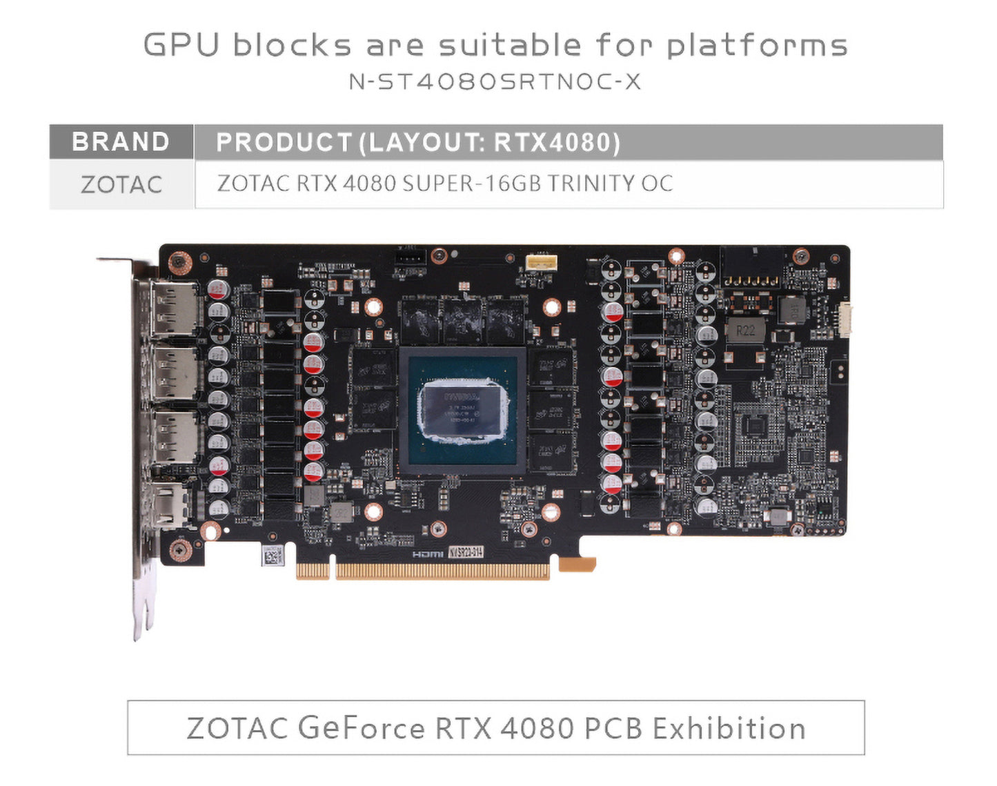 Bykski GPU Water Block For Zotac RTX 4080 Super Trinity 16G OC, Full Cover With Backplate PC Water Cooling Cooler, N-ST4080SRTNOC-X