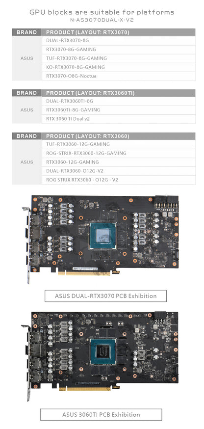 Bykski GPU Cooling Block For Asus Dual / Tuf / Ko RTX 3070/3060Ti/3060, Graphics Card Liquid Cooler System, N-AS3070DUAL-X-V2