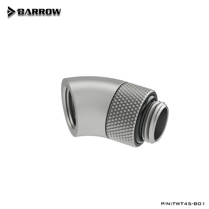 Barrow noir blanc argent G1/4 '' filetage 45 degrés adaptateur de montage rotatif rotatif 45 degrés adaptateurs de refroidissement par eau TWT45-B01