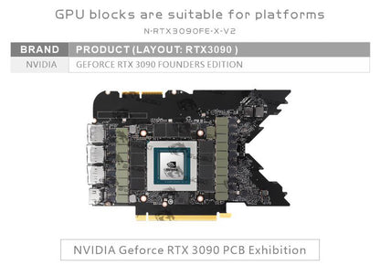 Bykski 3090 GPU Water Cooling Block For Nvidia RTX 3090 Founder Edition, Graphics Card Liquid Cooler System, N-RTX3090FE-X-V2