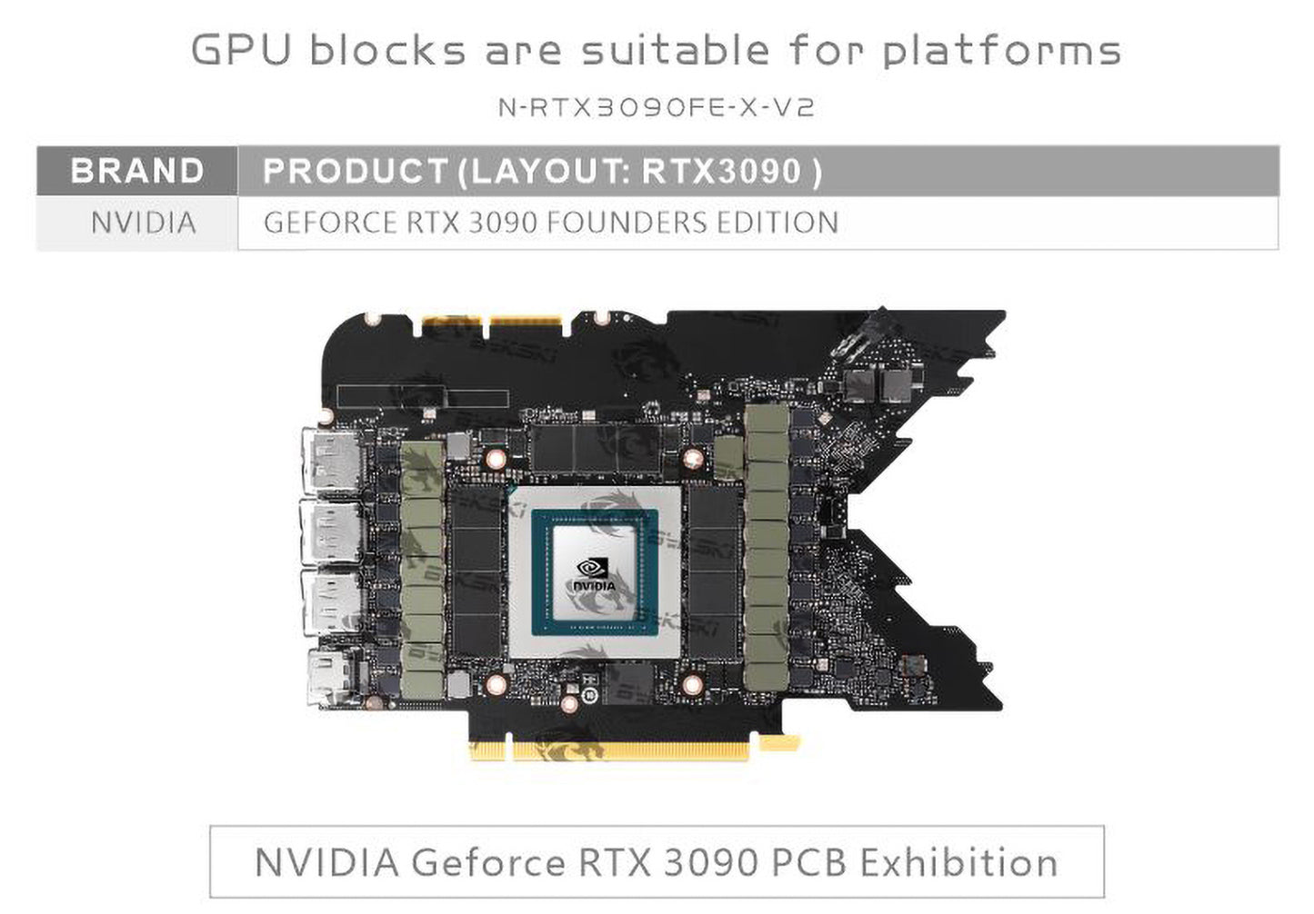 Bloc GPU Bykski avec refroidisseur de fond de panier de voies navigables actives pour Nvidia RTX 3090 Founder Edition N-RTX3090FE-TC