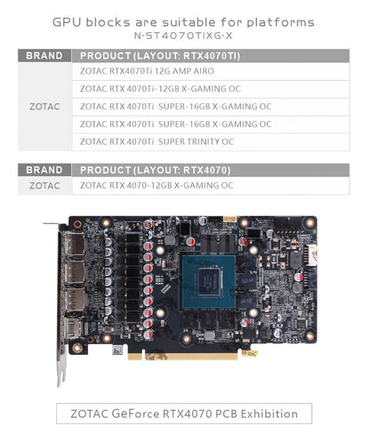 Bloc d'eau GPU Bykski pour Zotac RTX 4070 Ti X Gaming OC 12 Go, couverture complète avec refroidisseur de refroidissement par eau pour PC, N-ST4070TIXG-X 