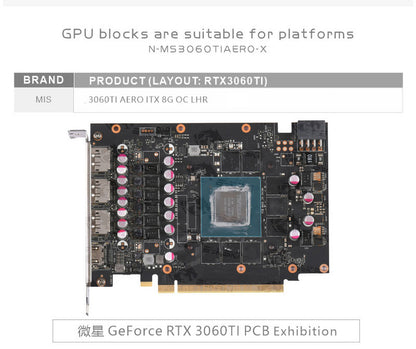 Bykski GPU Water Block For MSI RTX 3060 Ti AERO ITX 8G OC LHR, Full Cover With Backplate PC Water Cooling Cooler, N-MS3060TIAERO-X