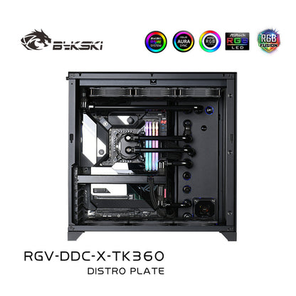 Bykski Universal Type Distro Plate, Use The Installation Space Of The Radiator To Fix, Black Matte Acrylic Material, Waterway Board For Water Cooling System, RGV-DDC-X-TK120 RGV-DDC-X-TK240 RGV-DDC-X-TK360