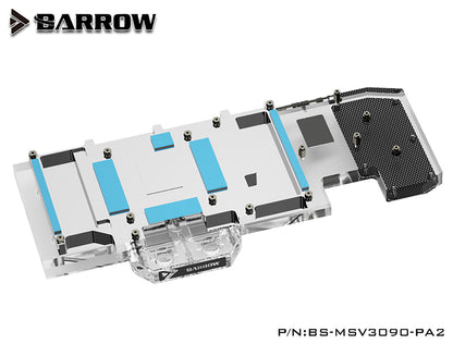 Bloc de fond de panier de bloc d'eau GPU Barrow pour MSI RTX3090 3080Ti 3080 VENTUS 3X OC, refroidisseur de plaque arrière actif, BS-MSV3090-PA2 B 