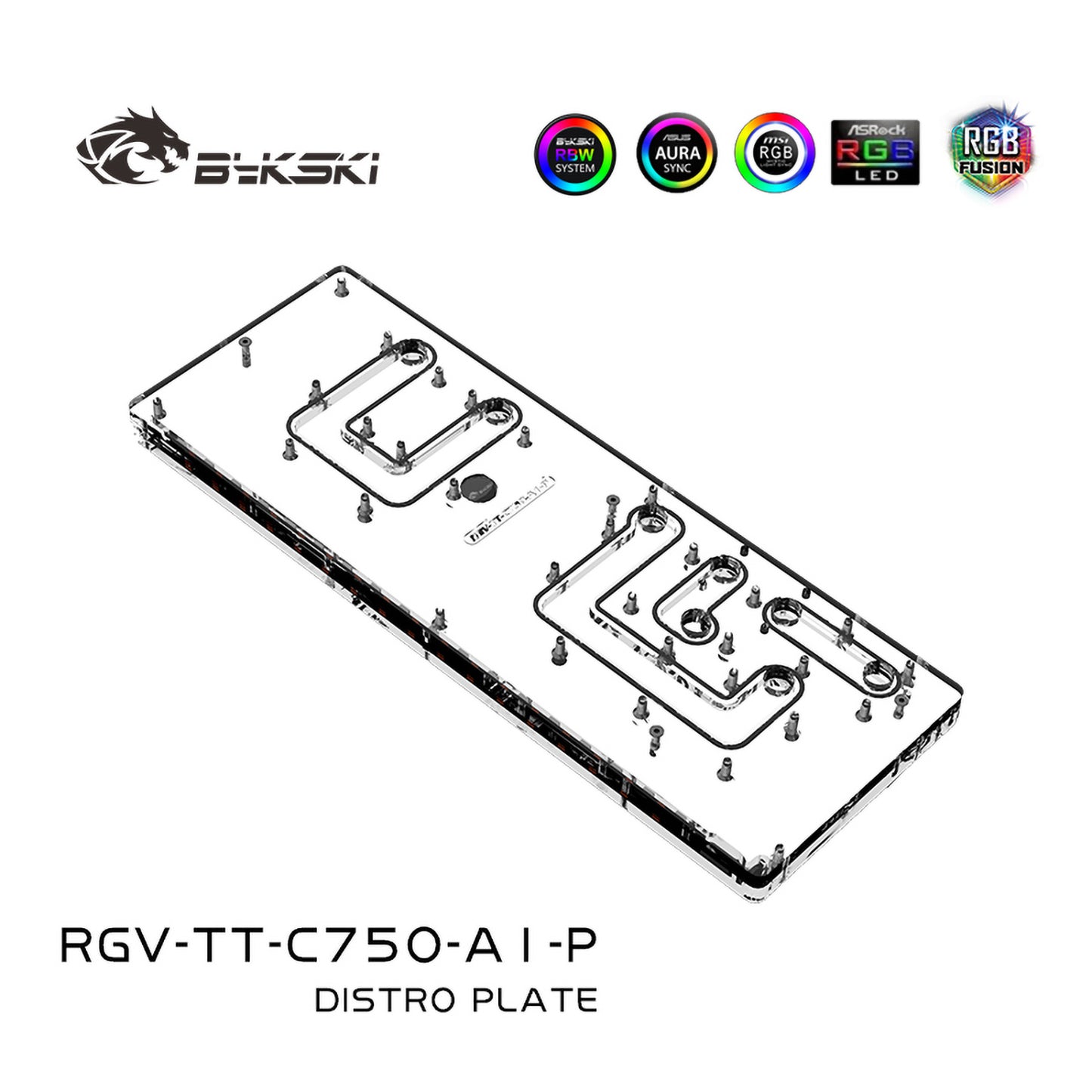 Bykski Distro Plate For Thermaltake C750 A1 Case, 5V A-RGB Acrylic Waterway Board, Complete Kit For Water Cooling Loop, RGV-TT-C750-P
