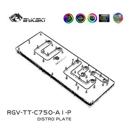 Bykski Distro Plate For Thermaltake C750 A1 Case, 5V A-RGB Acrylic Waterway Board, Complete Kit For Water Cooling Loop, RGV-TT-C750-P
