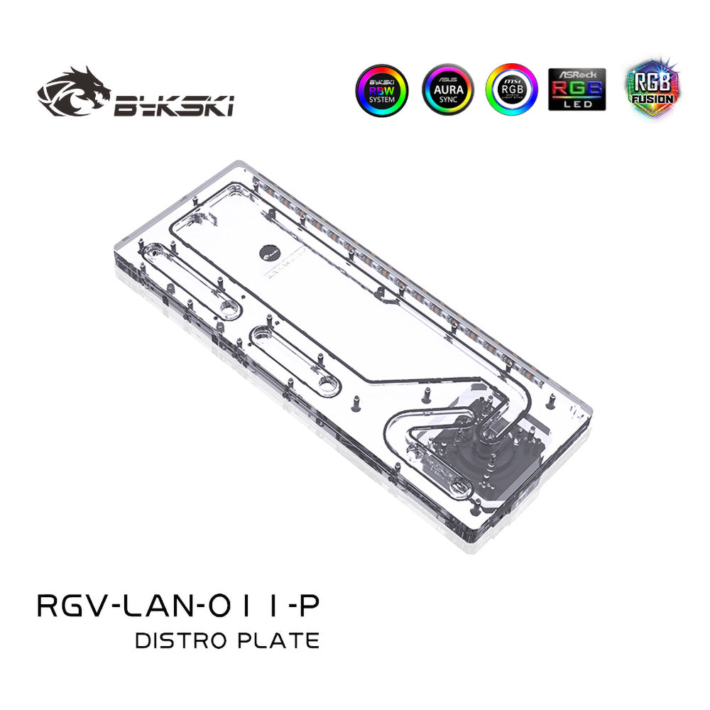 Bykski Distro Plate Kit For Lian Li PC-O11 Dynamic Case, 5V A-RGB Complete Loop For Single GPU PC Building, Water Cooling Waterway Board, RGV-LAN-O11-P