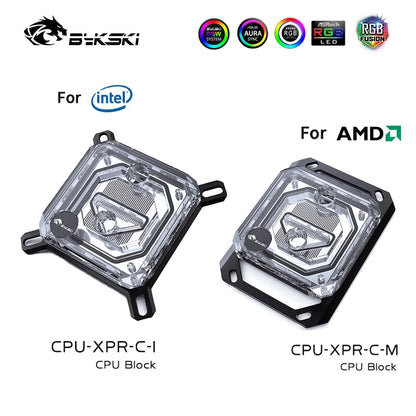 Bloc d'eau CPU Bykski pour Intel LGA115X 1700 / AMD AM4 Ryzen 3/5/7/9, refroidissement par eau CPU CPU-XPR-CI / CPU-XPR-CM 