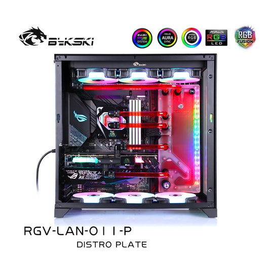Bykski Kit de plaque de distribution pour boîtier dynamique Lian Li PC-O11, boucle complète 5 V A-RGB pour construction de PC à GPU unique, carte de voie navigable de refroidissement par eau, RGV-LAN-O11-P