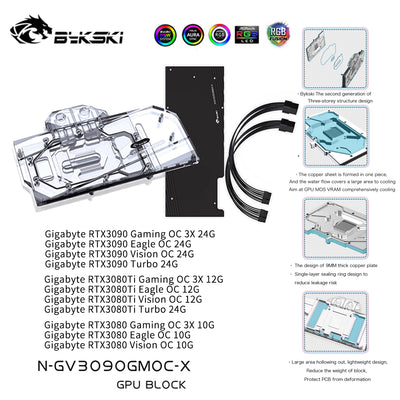 Bloque de refrigeración por agua Bykski para GPU para Gigabyte RTX 3090/3080Ti/3080 Gaming/Eagle/Vision/Turbo, sistema de refrigeración líquida para tarjeta gráfica, N-GV3090GMOC-X