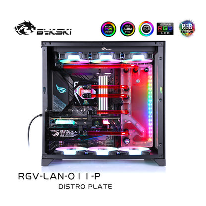 Bykski Distro Plate For Lian Li PC-O11 Dynamic Case, Acrylic Waterway Board Combo DDC Pump, 5V A-RGB, RGV-LAN-O11-P