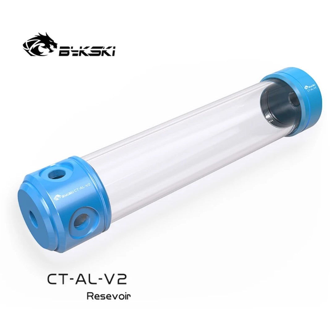 Bykski CT-AL-V2, réservoirs cylindriques de 50 mm, corps en acrylique avec couvercle en alliage d'aluminium, réservoir refroidi à l'eau, longueur 150/200/260 mm