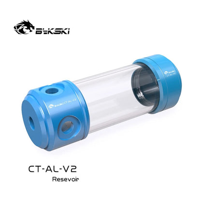 Bykski CT-AL-V2, réservoirs cylindriques de 50 mm, corps en acrylique avec couvercle en alliage d'aluminium, réservoir refroidi à l'eau, longueur 150/200/260 mm