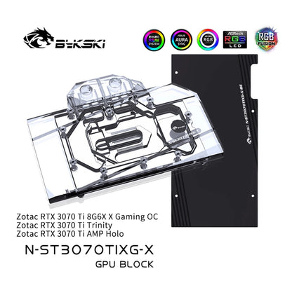 Bykski GPU Block For Zotac RTX 3070 Ti 8G6X X-Gaming/Trinity/AMP Holo Full Cover GPU Water Cooling Cooler N-ST3070TIXG-X