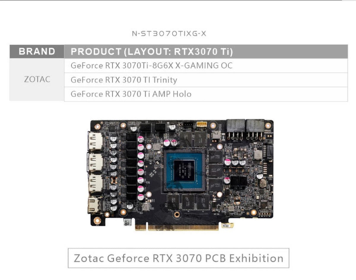 Bloc GPU Bykski pour Zotac RTX 3070 Ti 8G6X x-gaming/trinity/AMP Holo couverture complète refroidisseur de refroidissement par eau GPU N-ST3070TIXG-X 