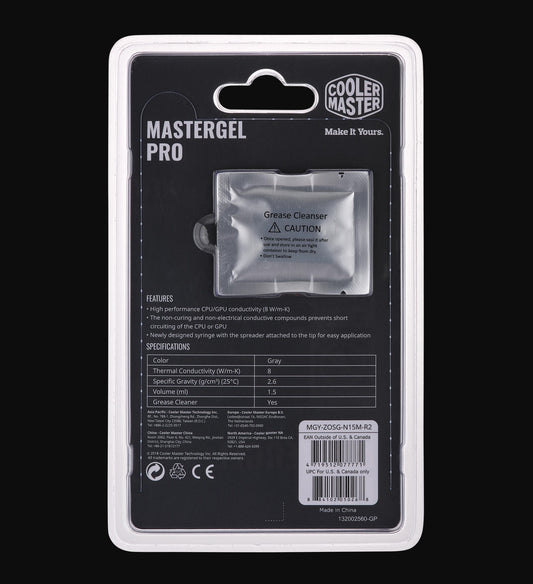 Cooler Master Mastergel High Performance Thermal Grease, Paste Compound Silicone Flat Nozzle, Precise And Even, High Conductivity To Aid Heat Transfer MG-5 MG-8 MG-11