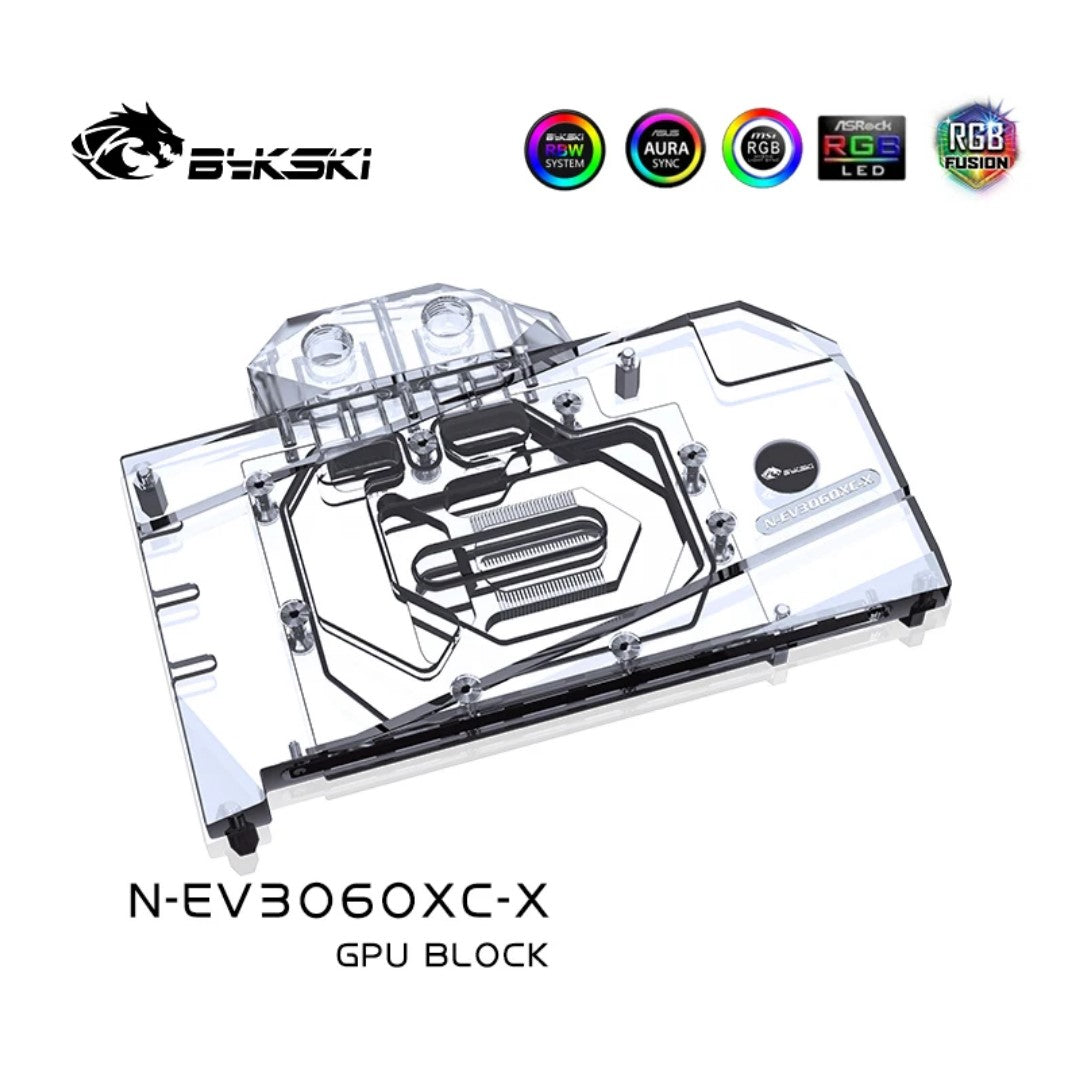 Bykski GPU Block , For EVGA RTX 3060 XC 12GB , Full Cover Liquid Cooler GPU Water Cooling, N-EV3060XC-X