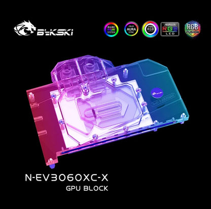 Bykski GPU Block , For EVGA RTX 3060 XC 12GB , Full Cover Liquid Cooler GPU Water Cooling, N-EV3060XC-X