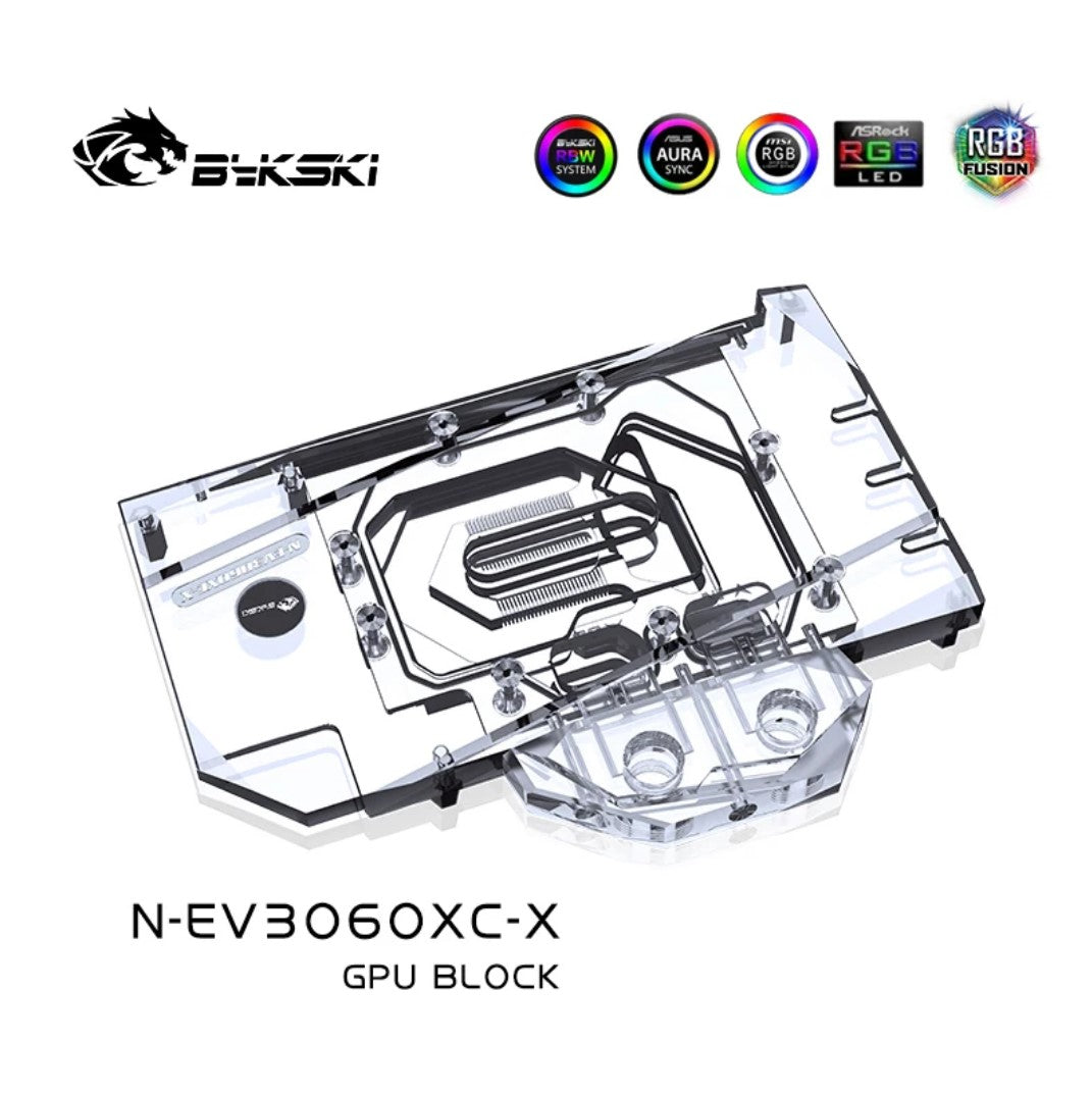 Bloc GPU Bykski, pour EVGA RTX 3060 XC 12 Go, refroidisseur liquide à couverture complète GPU refroidissement par eau, N-EV3060XC-X 