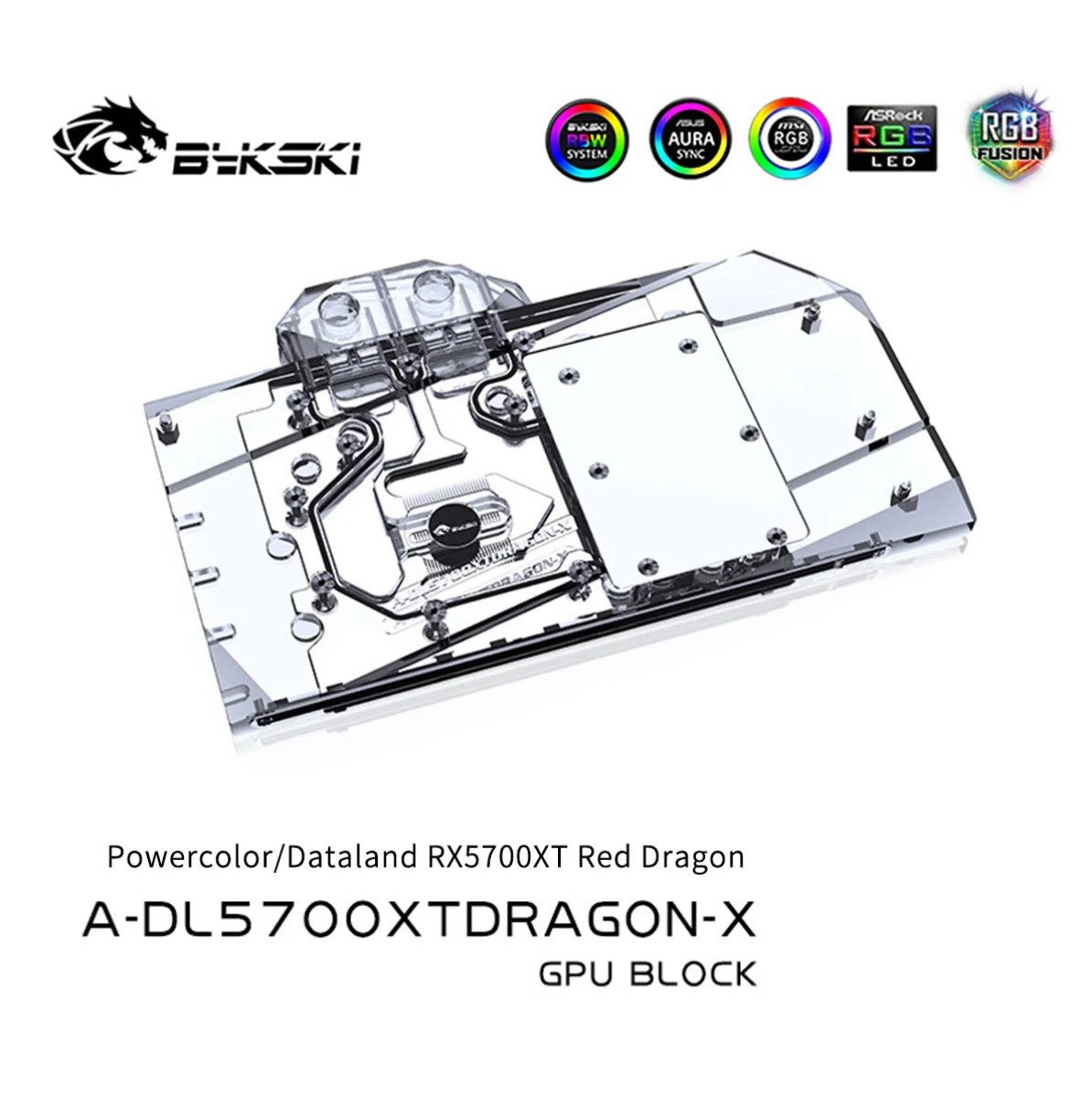 Bykski GPU Block For PowerColor Dataland RX5700XT Red Dragon , Full Cover Liquid Cooler GPU Water Cooling A-DL5700XTDRAGON-X