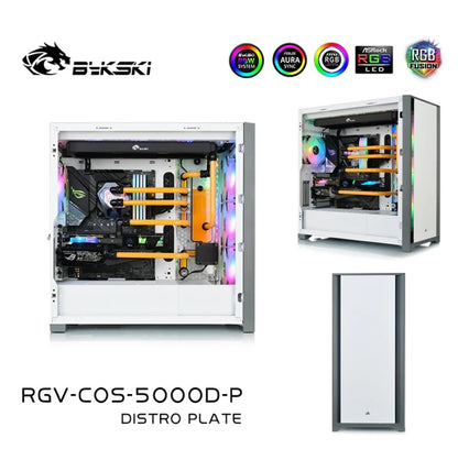 Bykski Distro Plate For CORSAIR 5000D Case , Acrylic Waterway Board Combo DDC Pump, 5V A-RGB , RGV-COS-5000D-P