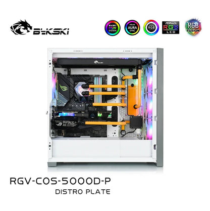 Bykski Distro Plate Kit For CORSAIR 5000D Case, 5V A-RGB Complete Loop For Single GPU PC Building, Water Cooling Waterway Board, RGV-COS-5000D-P
