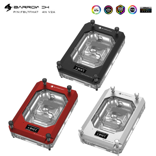 Barrowch For AMD TR4 Threadripper X399 Platform Blocks, Digital Display Temperature 0.4mm Microwaterway Block, FBLTFHAT-04N-V2