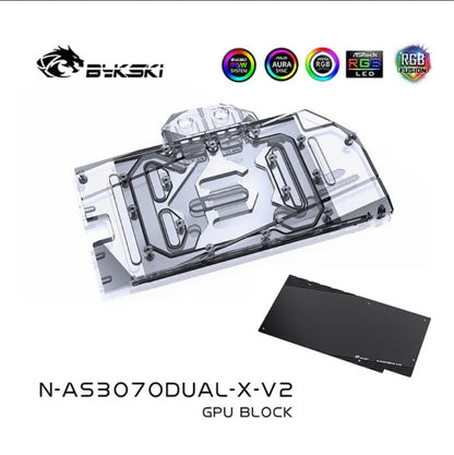 Bloc de refroidissement GPU Bykski pour ASUS DUAL TUF KO RTX 3070 3060Ti 3060, système de refroidissement liquide de carte graphique, N-AS3070DUAL-X-V2 