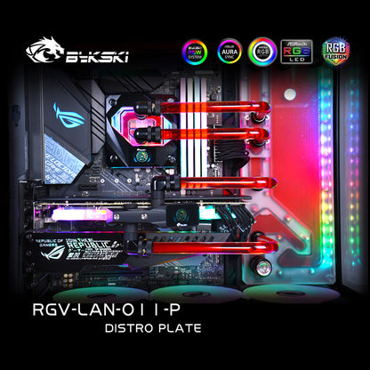 Bykski Distro Plate Kit For Lian Li PC-O11 Dynamic Case, 5V A-RGB Complete Loop For Single GPU PC Building, Water Cooling Waterway Board, RGV-LAN-O11-P