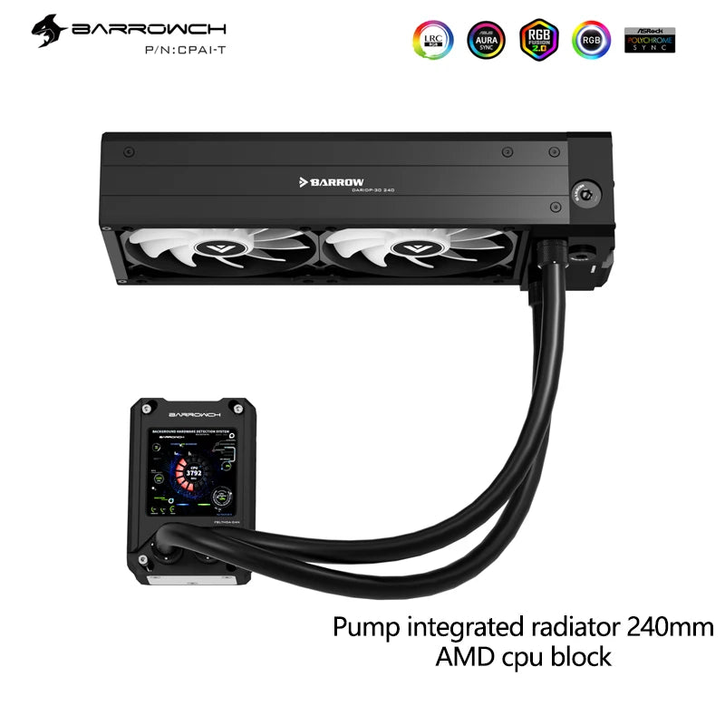 Barrowch Modular CPU/GPU Block Cooling Loop Kit , 240/360mm Pump-Radia ...