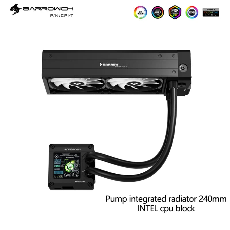 Barrowch Modular CPU/GPU Block Cooling Loop Kit , 240/360mm Pump-Radia ...
